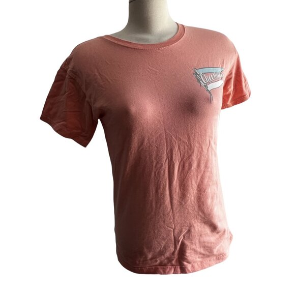 Varsity Spirit Pink Cheerleader with Flags Cotton TShirt Sz Small Womens Short S - Picture 6 of 8